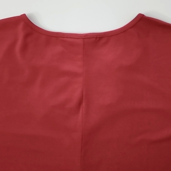 Cleo Women's Rose Pink Short Sleeves Top Loop Cutout Neckline Drapy Size XL - Picture 9 of 11